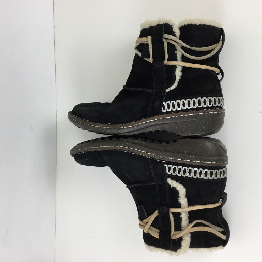 Ugg Women's Black Cove 5178 Suede Fur Ankle Winter Boot - Picture 9 of 12
